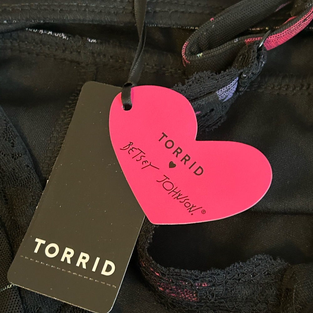NWT torrid & Betsy Johnson collab Black Midi Dress with Pink and purple Floral - Picture 7 of 12